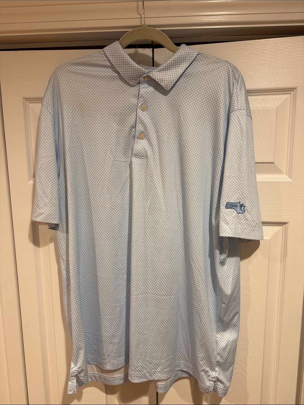 Men's Light Blue Micro-Pattern Polo Shirt
